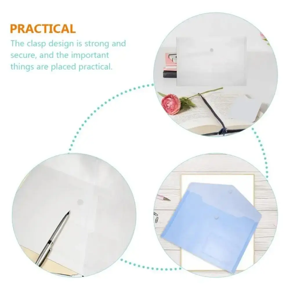 6Pcs 6 Pcs File Holder Portable Snap Buckles Waterproof Pocket Folders PP Durable File Bags Student