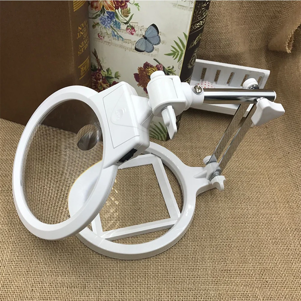 

Foldable Desktop Magnifying Glass Lamp 2.5x 130mm Lens LED Magnifier Stand for Inspection Reading Embroidery LED Light