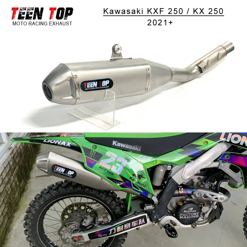 Hochleistungs-2.0-Slip-on-Auspuff für Kawasaki KXF250 KX250 Auspuff-Schalldämpfer 21-24 KX KXF 250 Auspuff Escape Moto Silencieux