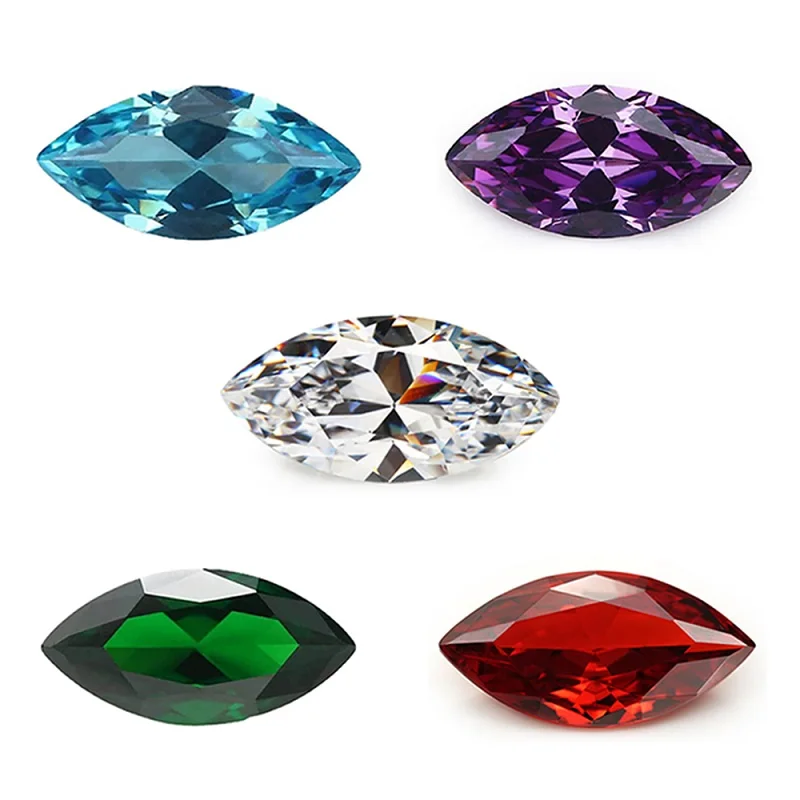 2x4mm~8x16mm Marquise Cut Cubic Zirconia Stone White Garnet Amethyst Green SeaBlue Mix 5 Color 5A Loose CZ Synthetic Gemstone