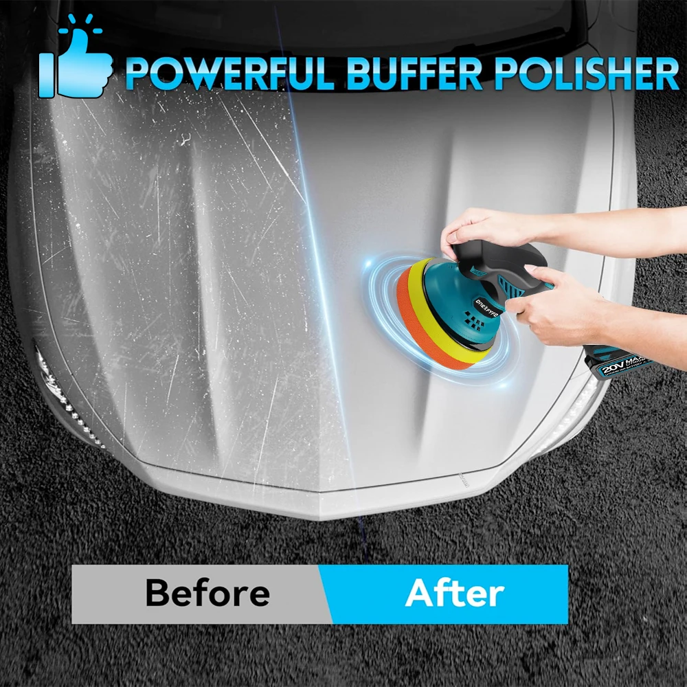 Sem fio elétrico carro polidor, Auto polimento máquina, enceramento de metal, lixar madeira, ferrugem remoção, Makita 18V bateria, 6 engrenagens