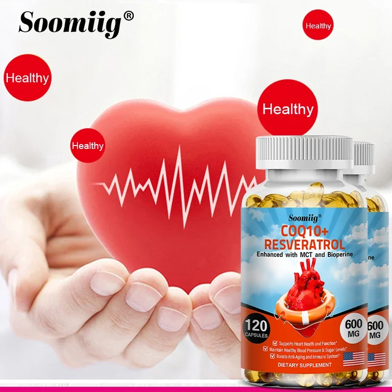 Soomiig Coenzyme Q10 Combined with RESVERATROL Soft Capsules To Enhance Absorption