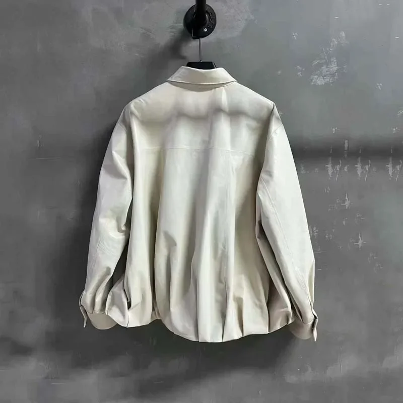 정품 가죽 자켓 느슨한 스타일 여성 코트 봄 새로운 패션 야채 무두질 가죽 터키에서 수입