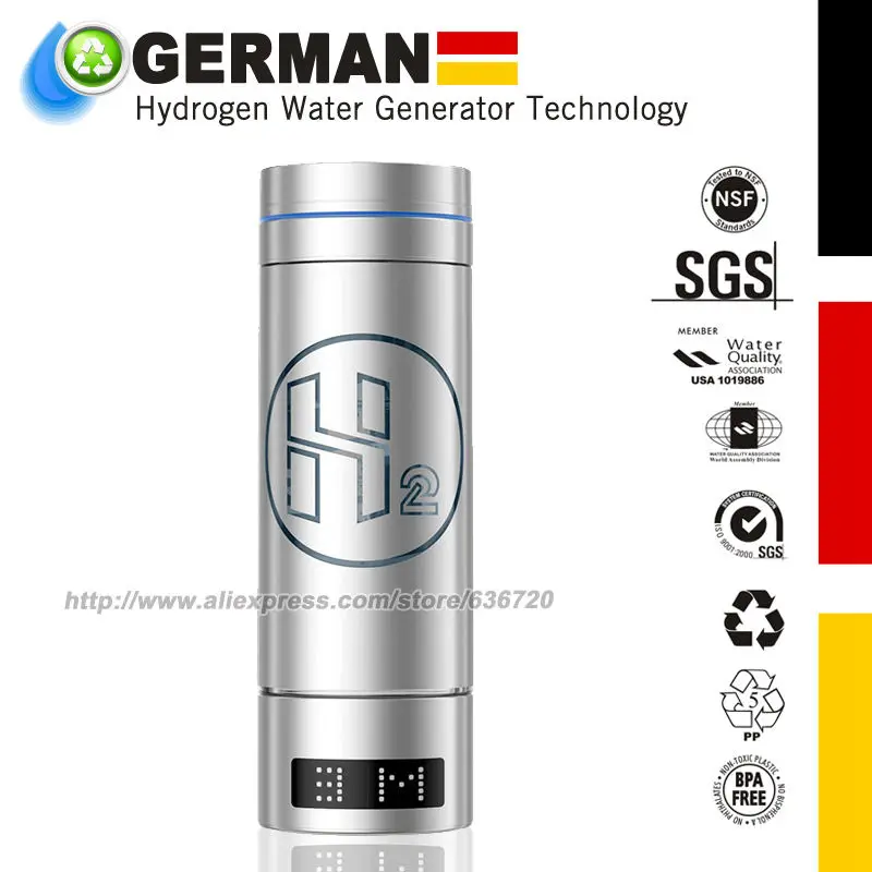مولد زجاجة مياه الهيدروجين المحمول H2، مؤين مياه لزجاجة الهيدروجين ما يصل إلى 9000 جزء في المليون مع تقنية SPE/PEM