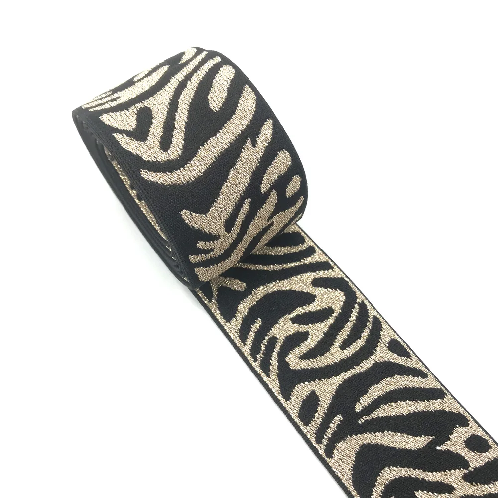 2 mt/los 27/40mm Herz Stern Leopard Glitter Silber Elastische Bands Jacquard Elastische Band Für Bekleidungs Hosen DIY Nähen Zubehör – Detail 2