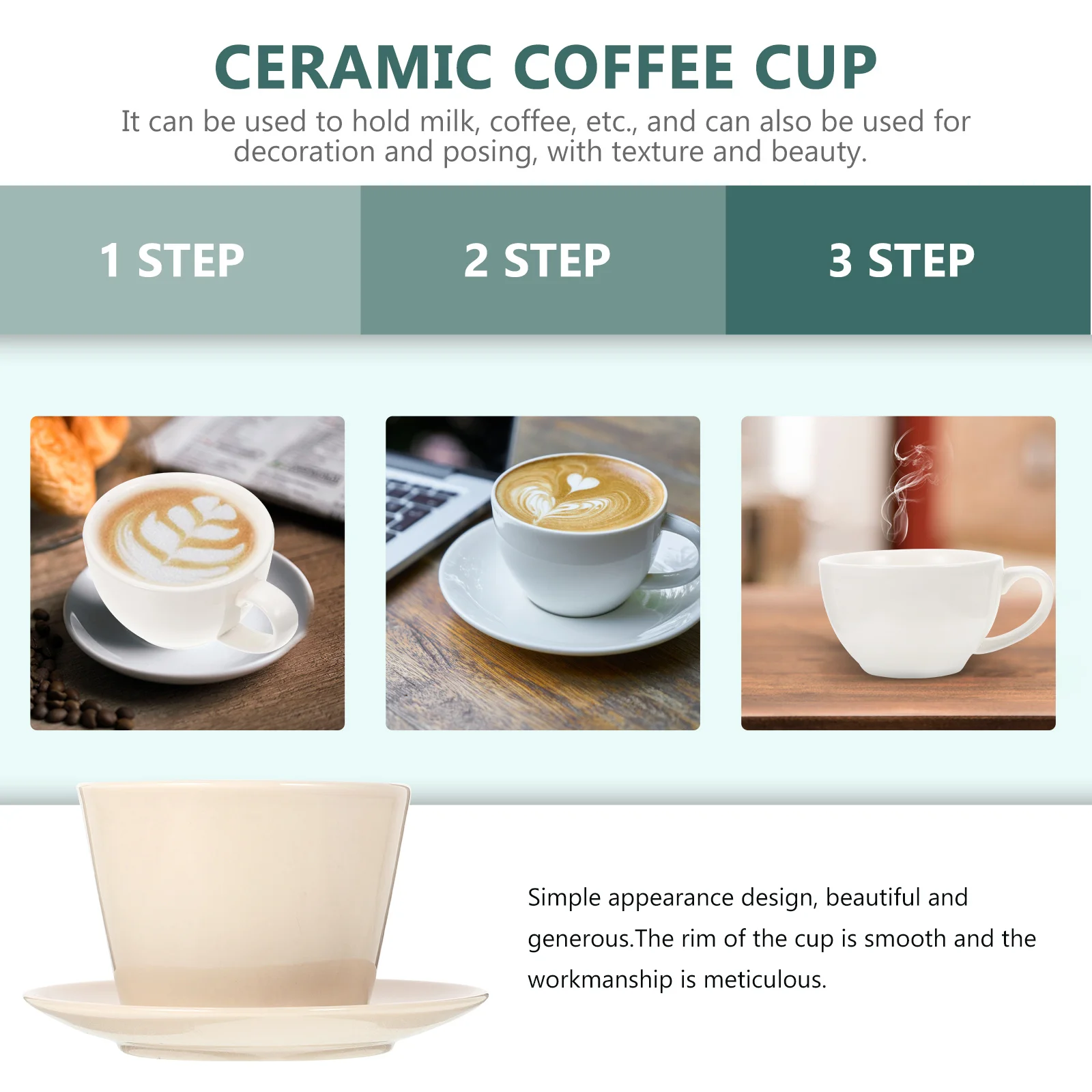 

1Set Small Ceramic Tea Cup Coffee Mug with Saucer and Spoon for Home Decorative Breakfast Cup Household Water Drinking Mug