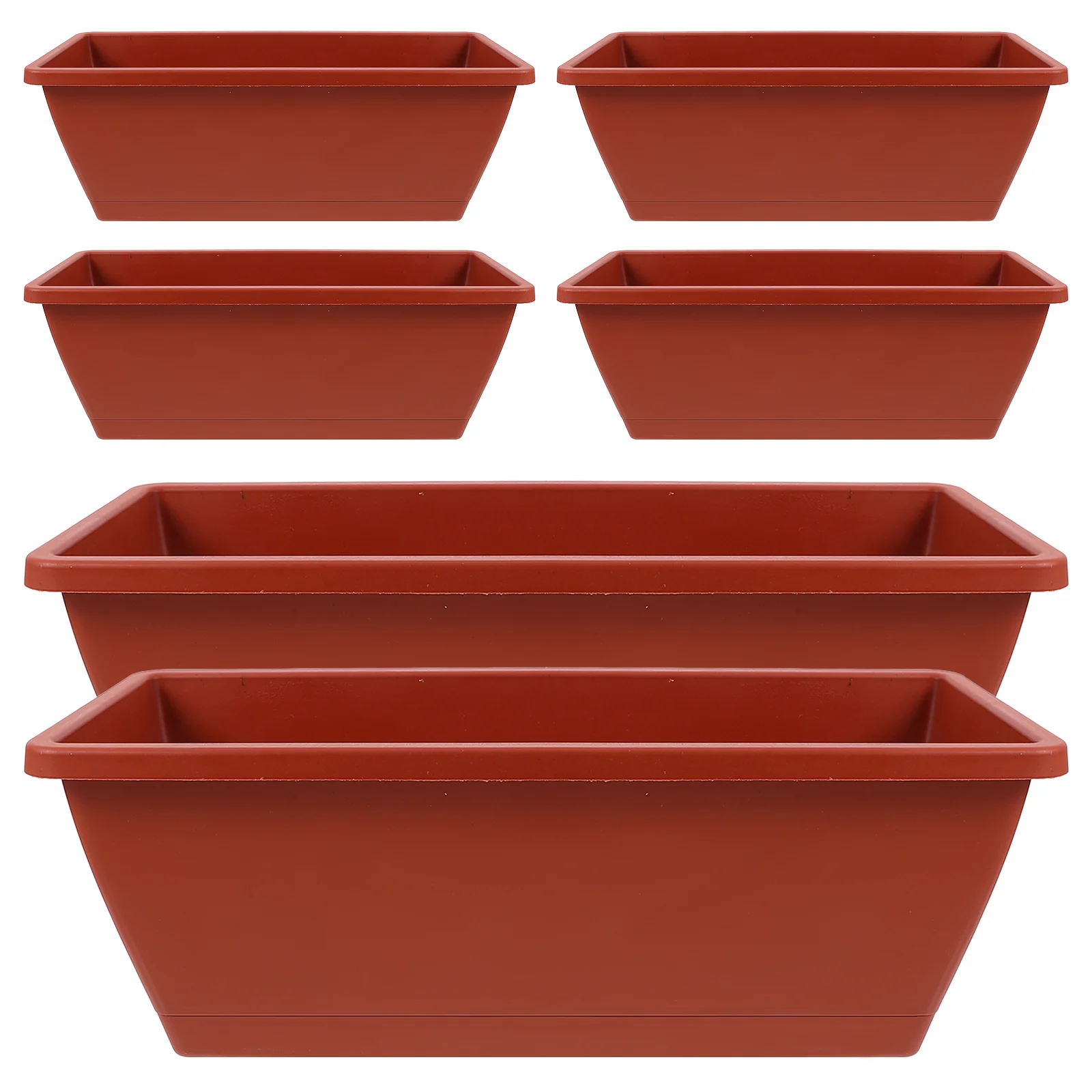 6 Pcs Succulent Planters Flower Vase Gardening Bonsai Container Pot Box Plastic Office Rectangular Flowerpot Balcony Large