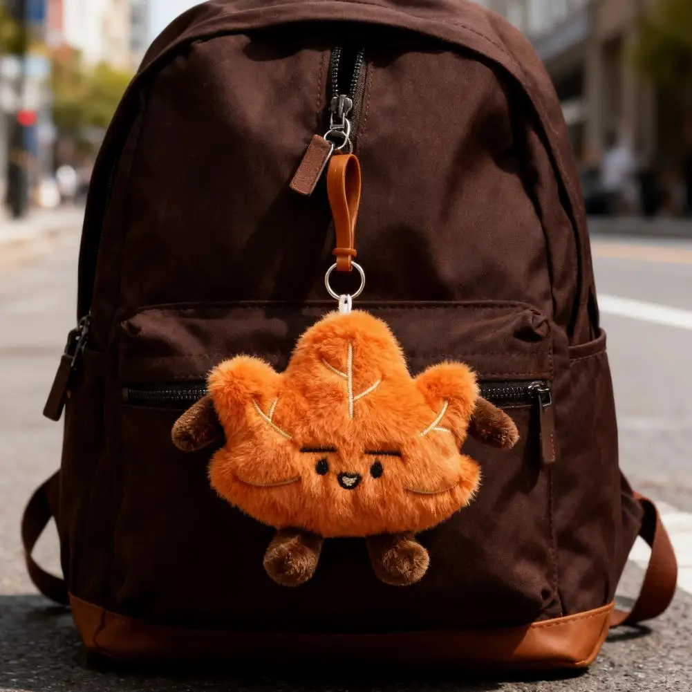 Soft Plush Keychain Maple Leaf Plush Keychain Autumn Toy Pendant Cute Cartoon Anime Backpack Charm Soft Doll Accessory Birthday