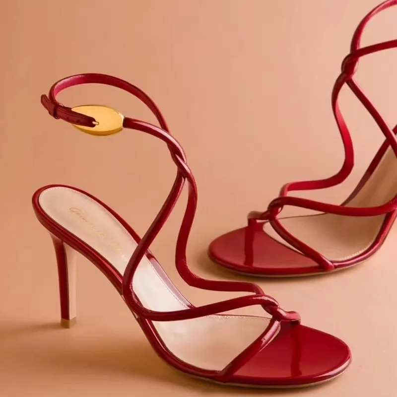 

Snake strap 2025 summer new European and American round head strap women's stiletto sandals women's versatile open-toed sandals