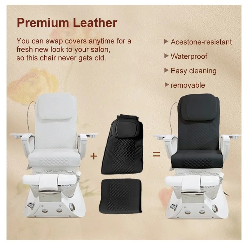 Salon Furniture LED Ambient Light Pedicure Chair with Whirlpool Tub for Nail Salons Spas