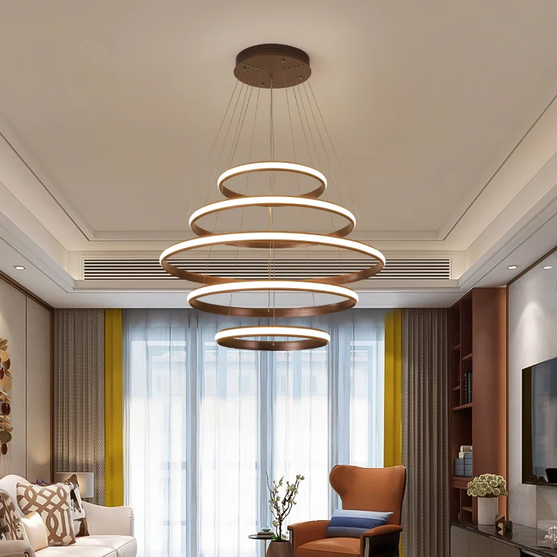 100CM huge Circular led light Hotel Round LED Ring pendant lamp Living Room Chandelier Villa Staircase Lamp Commercial lighting