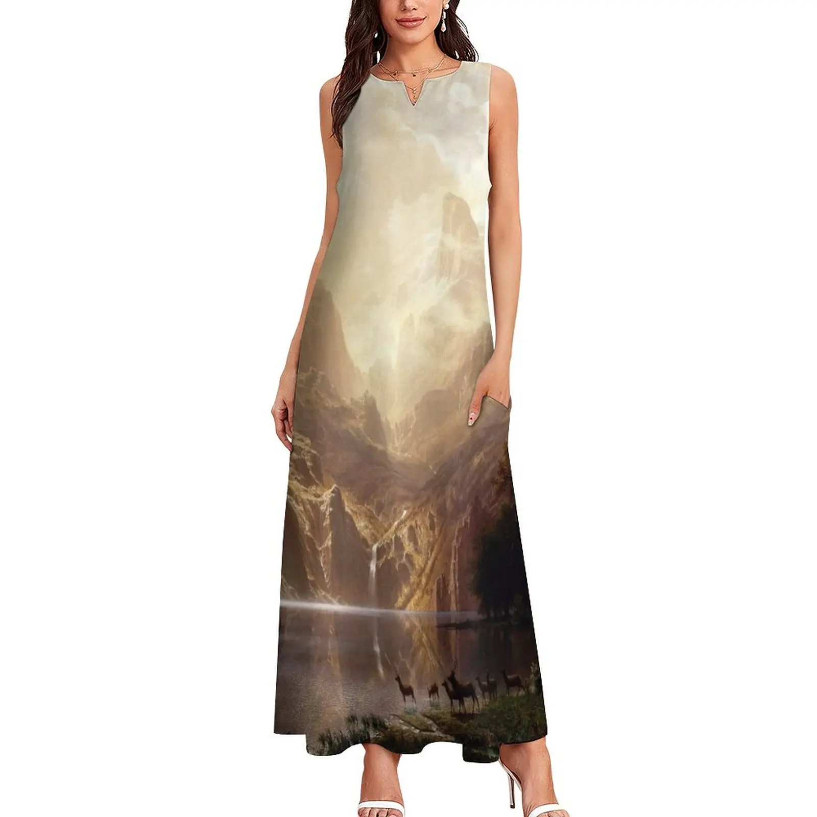 Albert Bierstadt - Among the Sierra Nevada, California Long Dress party dresses woman Casual dresses