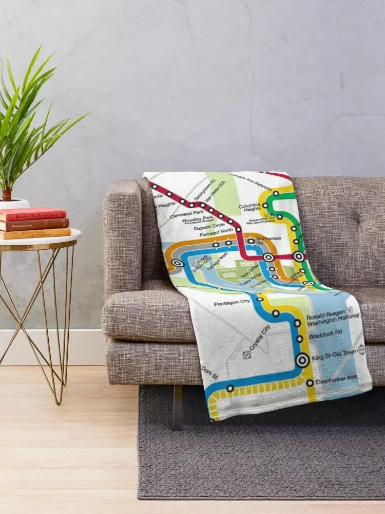 WMATA Metro Map Throw Blanket Soft Bed Fashionable Blankets