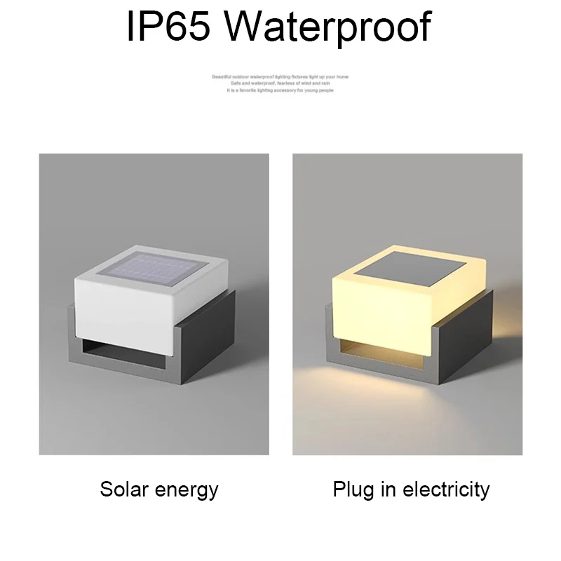 Imagem -05 - Pilar Solar Luzes ao ar Livre à Prova Impermeável Água Conduziu a Lâmpada de Parede Modelo Quadrado Decoração para Casa Portão Jardim Iluminação Decoração Energia Solar Super Porta