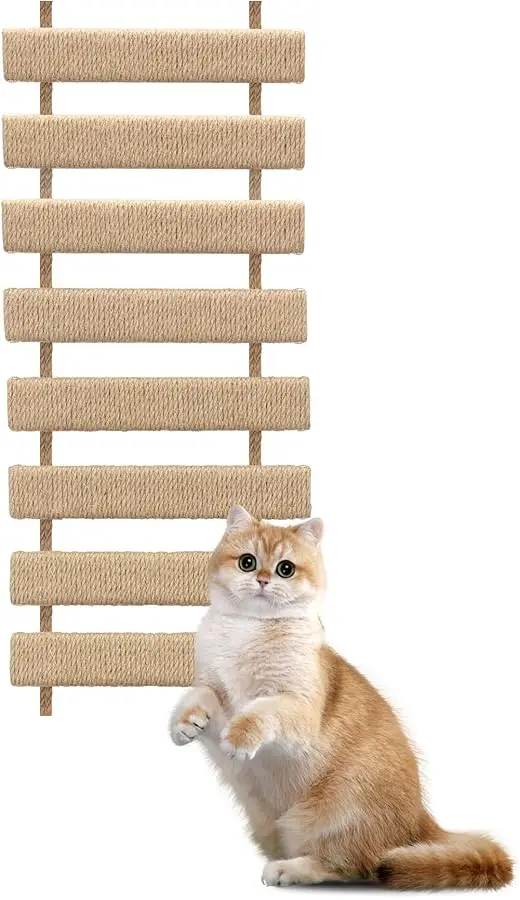 

Cat Climbing Frame Bridge Cat Ladder Sisal Rope Cat Tree Tower Use for Cage Pet Furniture Toys ﻿ (Wood, 20in, 1)
