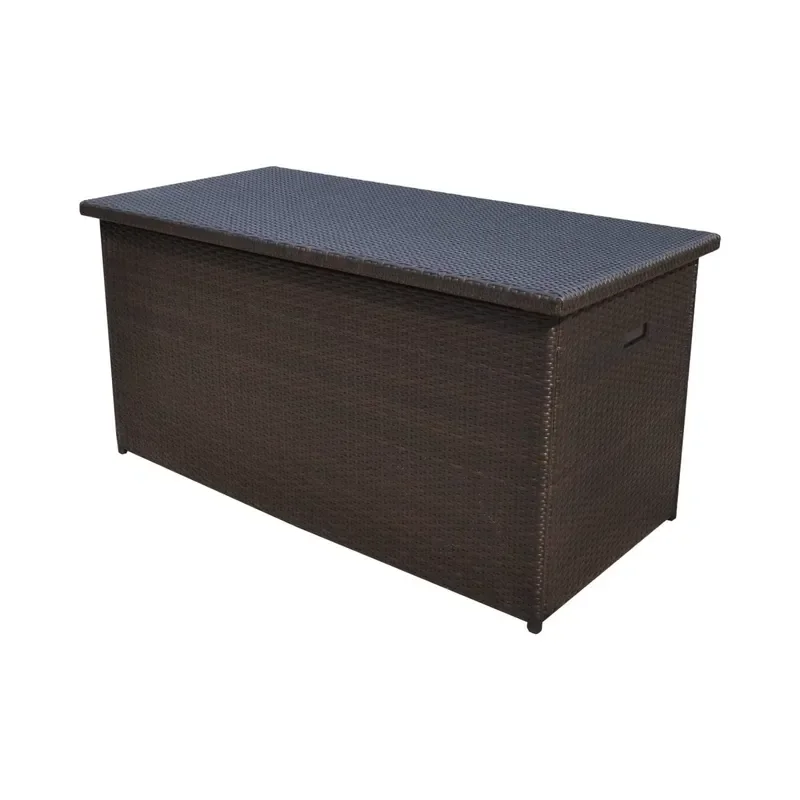 Durable Aluminum Frame Garden Storage Box Weathering Resistant Textured Rattan Horizontal Tool Cabinet UV Protection Outdoor