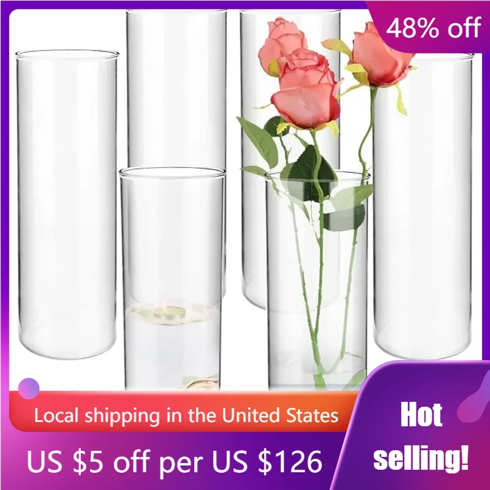 

16 Pack Glass Cylinder Vases Clear ,Floating Candle Centerpiece Vases for Table Home Wedding Decorations Vases (4 x 12 Inch)