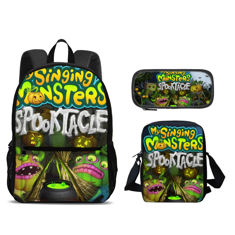 My Singing Monsters Backpack Pen Bag Shoulder Bag 3Pcs Set Large Capacity Kindergarten Elementary School Boys and Girls
