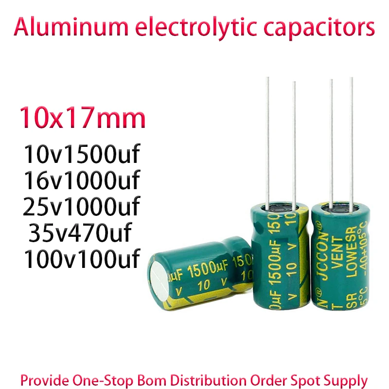 10v1500uf 16v1000uf 25v1000uf 35v470uf 100v100uf size10x17mm High frequency low resistance aluminum electrolytic capacitor 20PCS