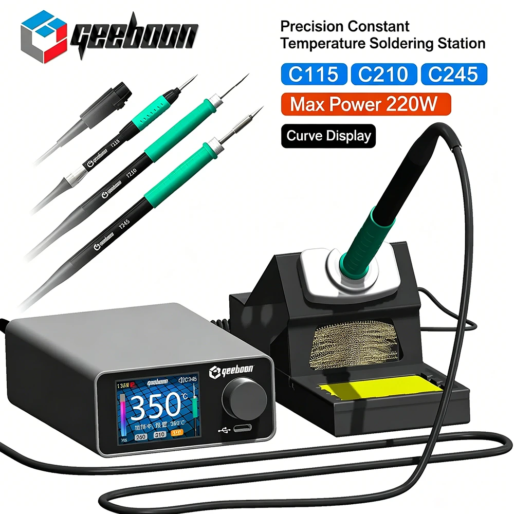 

GEEBOON TC22 240W Soldering Station Kit with SDC02 Soldering Iron Stand + T245/T210 Handle + C245/C210 Soldering Iron Tip