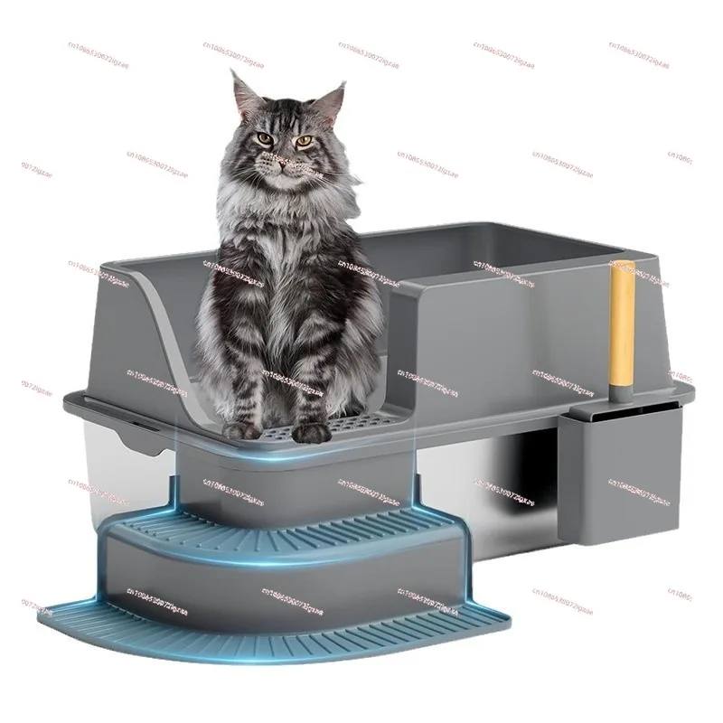 

Ящик для кошачьего туалета из нержавеющей стали, большая педаль, туалет для кошек, антикоррозийный утолщенный кошачий туалет