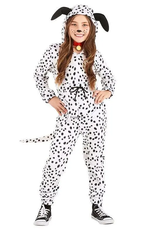 Child 101 Dalmatians Dog Costume Kids  Boys Girls Jumpsuit Animal Party jumpsuit bodysuit babyromper disfraz motoparty costume