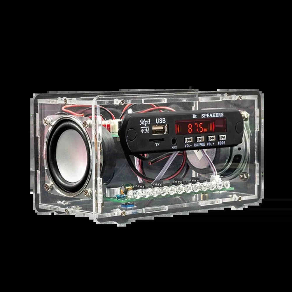 FM Radio Enabled BT5.0 Speaker Kit with USB Card Playback AUX Input Voice Call Support and Music Responsive LEDs