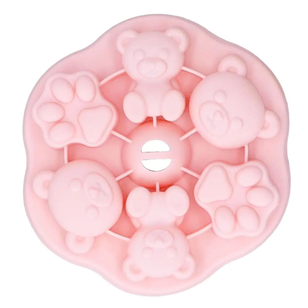 Cute Silicone Ice Cube Tray Bear Cat Shape With Lid Silicone Mold Non-Stick Surface Pudding Mold Kitchen