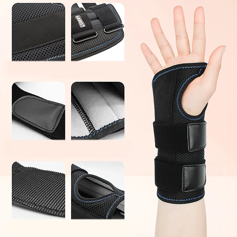 1pc Steel Braced Wrist Band Adult Removable Splint Carpal Pain Relief Sports Sprain Fixation Support Hand Bracer Stabilizer