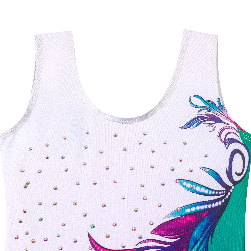 Trykoty gimnastyczne dla dziewczynek, błyszczące, jednoczęściowe, bez rękawów, trykoty do akrobatyki, strój do ćwiczeń baletowych.