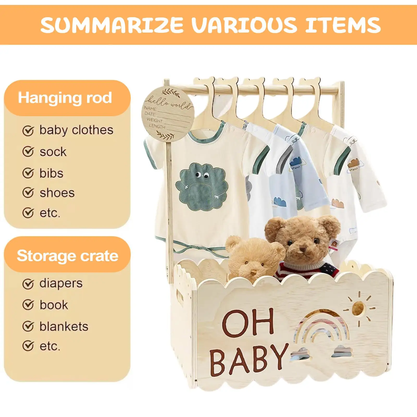 

Baby Shower Crate Wooden Crate Box With Handle Decorative Boxes For Daughter Family Baptism Display Shower Pregnancy Friends