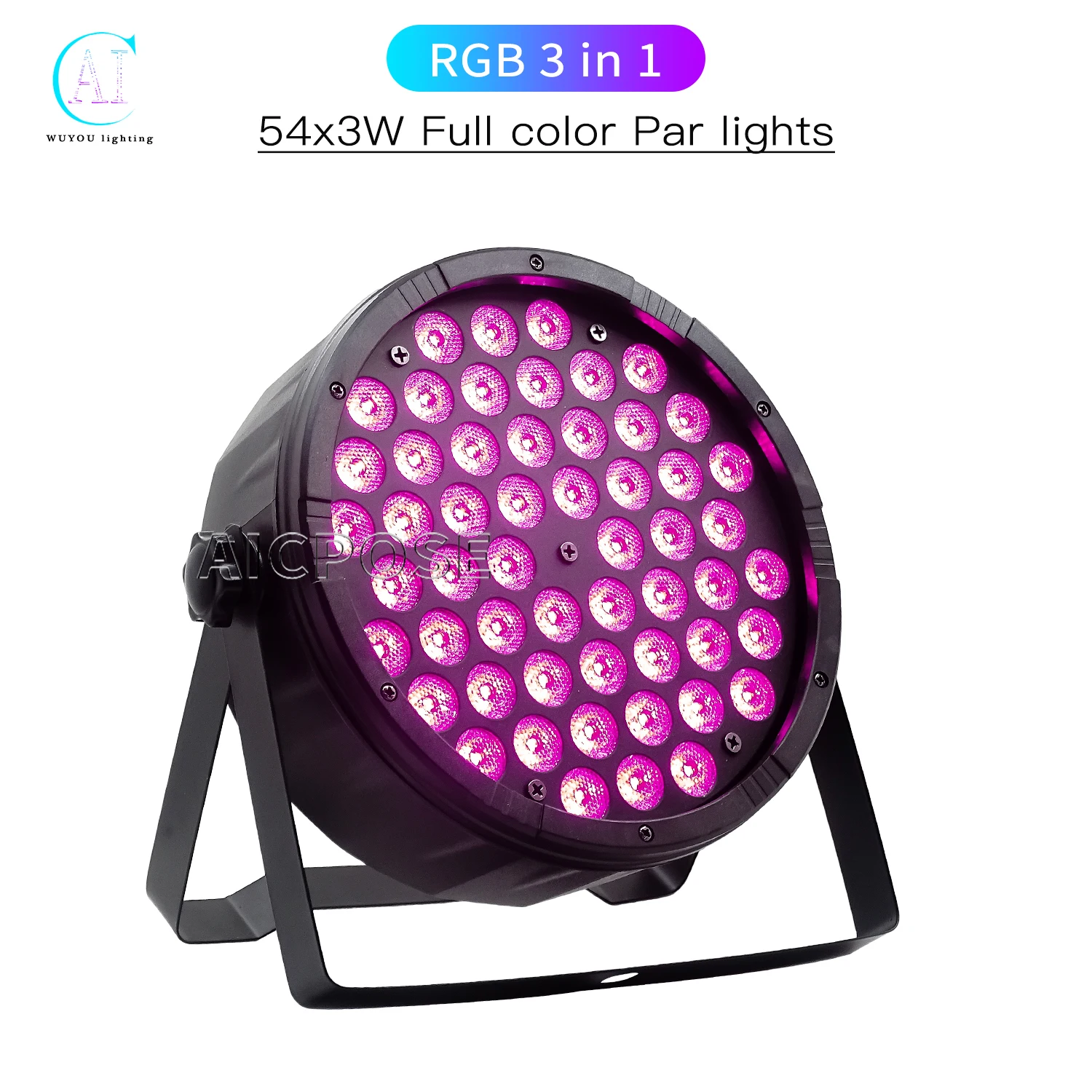 LED 파 라이트 제어 조명 효과 무대 조명, DJ 디스코 장비, 파티 웨딩 바 조명, 54x3W, 3 in 1, DMX512