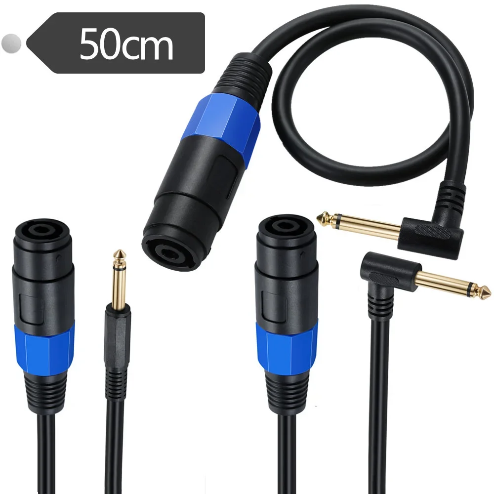 Speakon Female Connector to 6.35mm 1/4" Male TS Speaker Cable - Speak-on Jack to 1/4 6.5mm TS Plug (Right-Angle Plug)