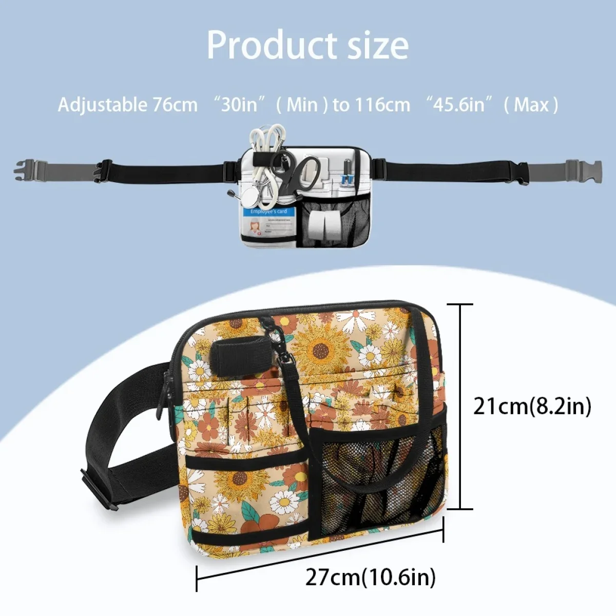 Mode Sonnenblumen druck lässig Krankens ch western Gürtel tasche tragbare Taille Organizer für Stethoskope Bandage Schere medizinische Versorgung neu