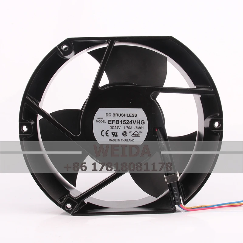 

Case Fan EFB1524VHG 170X150X50MM DC24V 1.70A EC AC 17cm Frequency Converter Large Air Volume Industrial Cooling Fan