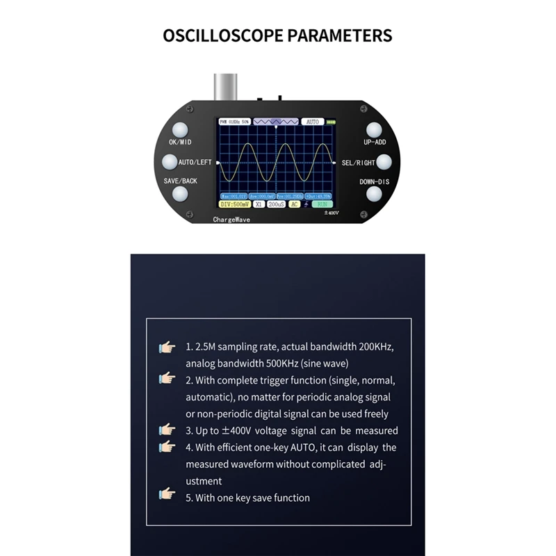 LUDA PDS138 Mini Digital Oscilloscope 2.5Mhz Sampling Rate 200Khz Bandwidth Support AUTO 80Khz PWM For Electronic Repair DIY