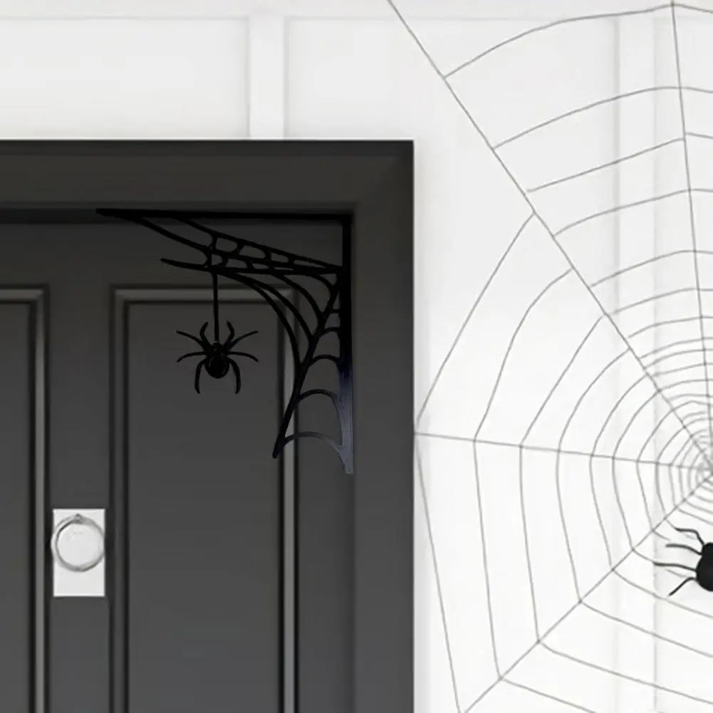 Spider Web Door Hanger Decor Rustic Halloween Spider Web Door Frame Decoration with Wooden Black Spider Cobweb Design Home for A