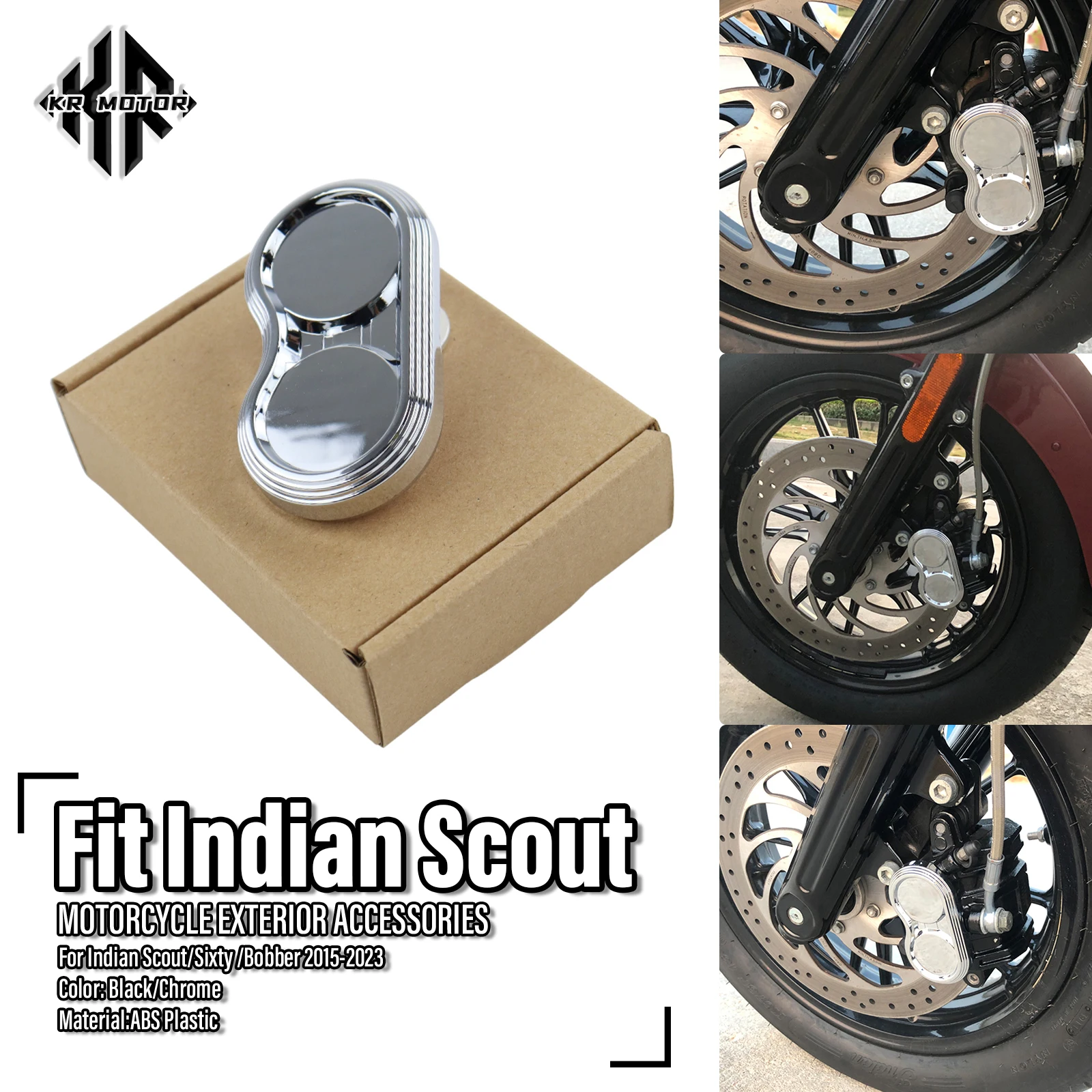 For Indian Scout Bobber Sixty 2015-2023 Motorcycle Chrome Front Caliper Cover Protection Decorate Accessories Decorative cover