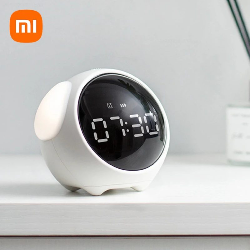 Xiaomi-子供向けのかわいい目覚まし時計,デジタル目覚まし時計,音声制御,LEDナイトライト,スヌーズ,インテリジェンス,子供,寝室