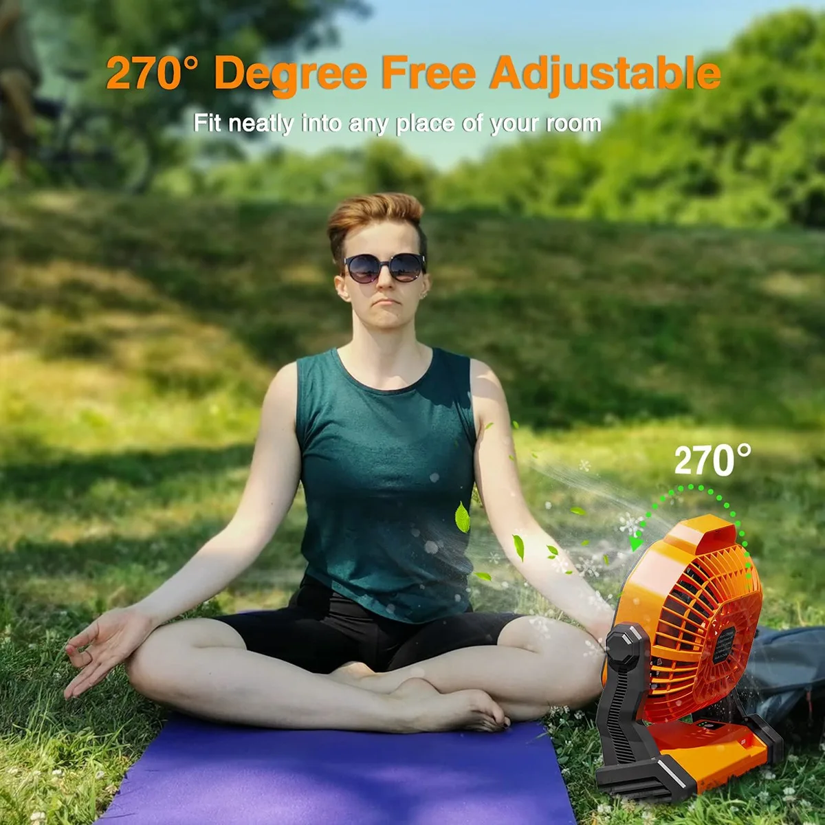 Wentylator kempingowy z latarnią LED, wentylator akumulatorowy Przenośny wentylator namiotowy z cichym silnikiem bezszczotkowym, konstrukcja haka do zawieszania