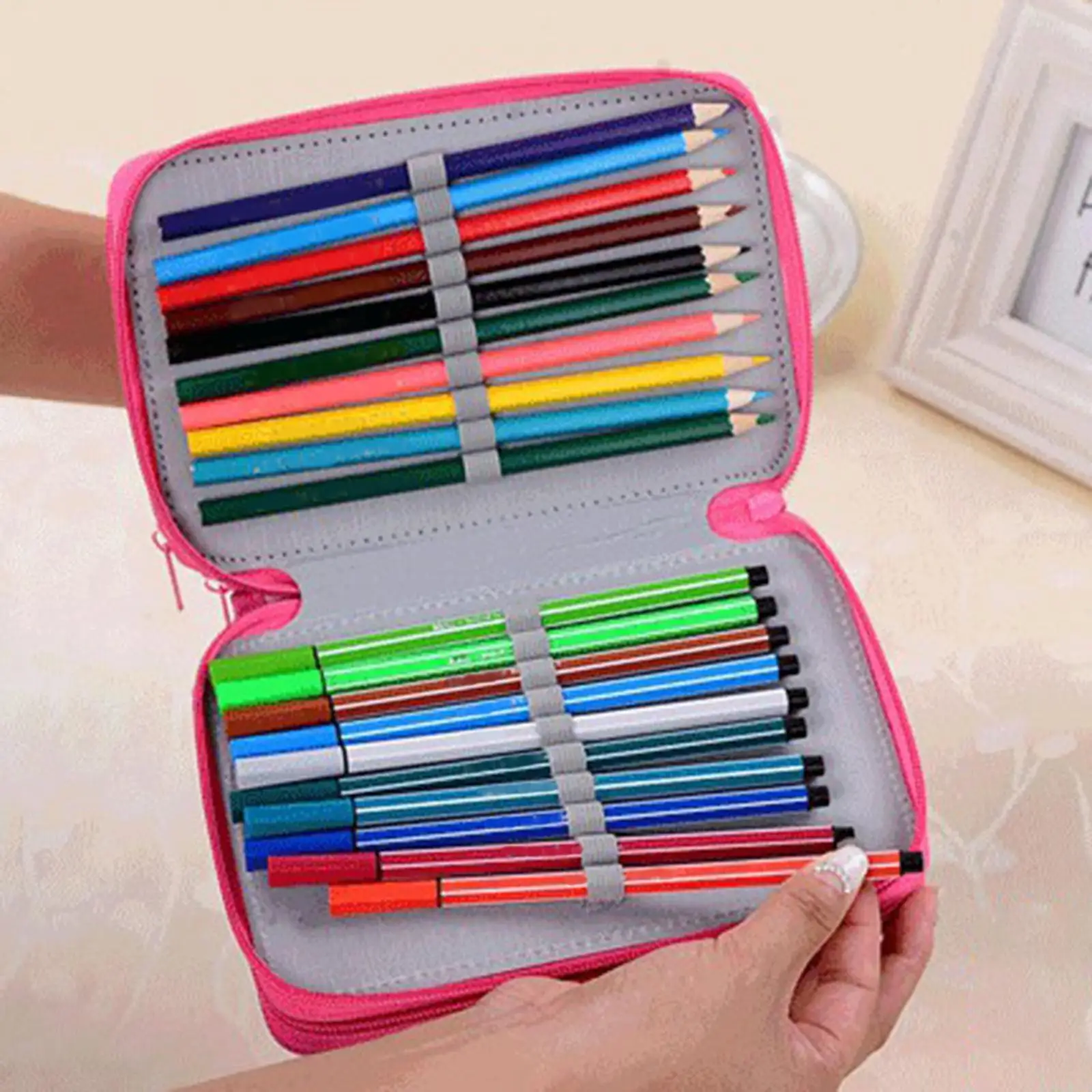 

72 Slots Pencil Bag Stationery Bag Makeup Bag with Zipper School Supplies