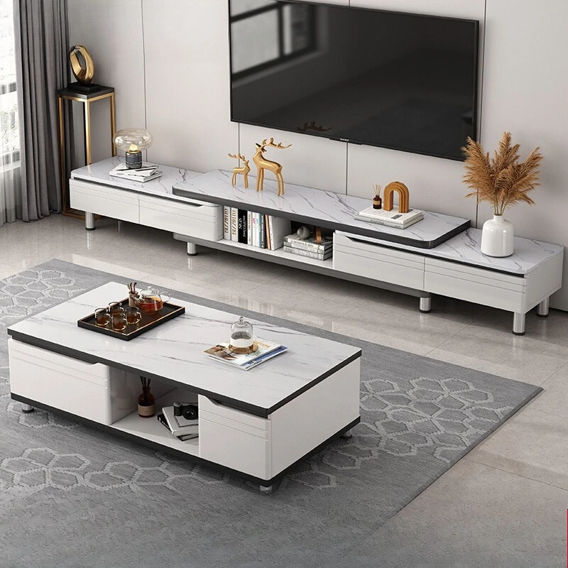 

TV cabinet living room household small apartment floor 2025 new telescopic modern simple coffee table High Quality