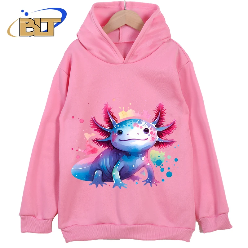 Axolotl printed children's clothing classic sportswear for boys and girls new pink hoodie for children