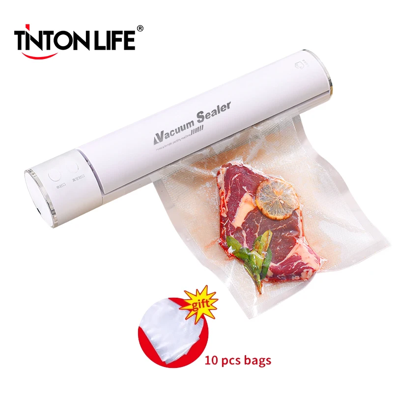 TINTON LIFE Vacuum Sealer Packaging Machine 220V/110V Household Food Vacuum Sealer Film Sealer Vacuum Packer Including 10Pc Bags