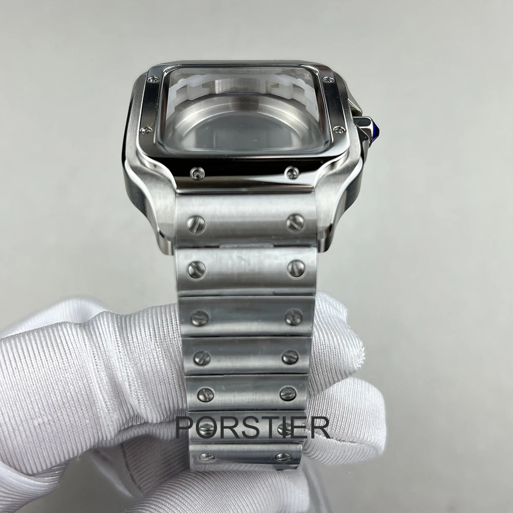 Boîtier de montre carré SION L, accessoires de montre en acier inoxydable, pièces de modification en argent pour les mouvements de poignet, 38mm, NH35, NH36, 4R36