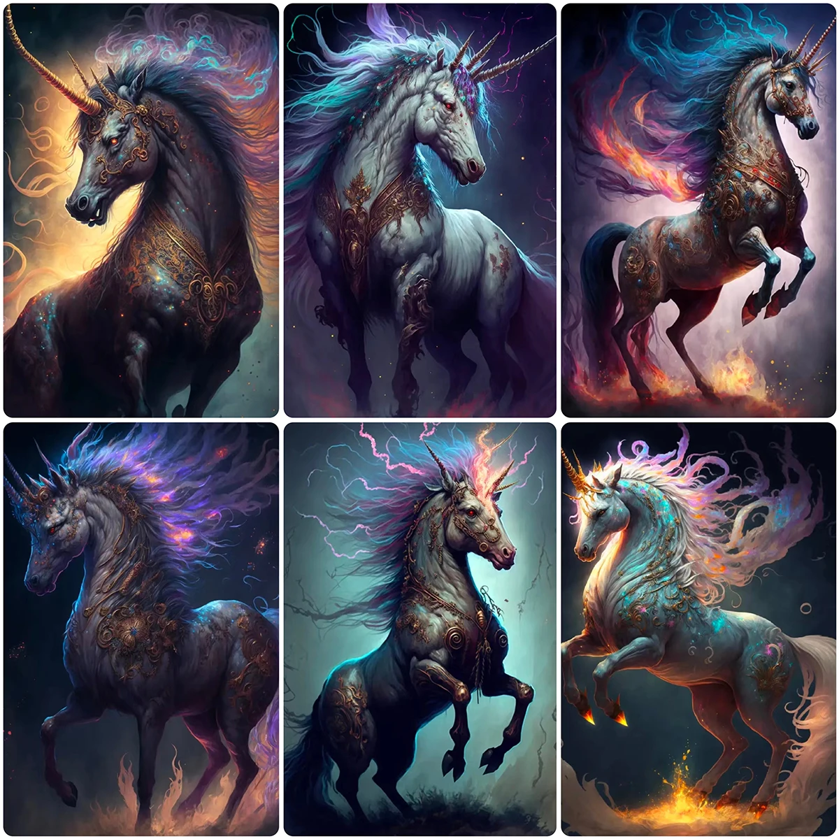 5D DIY Diamond Painting Unicorn Cross Stitch Kits Full Square&Round Fantasy Animal Diamond Mosaic Embroidery Home Decor Gift