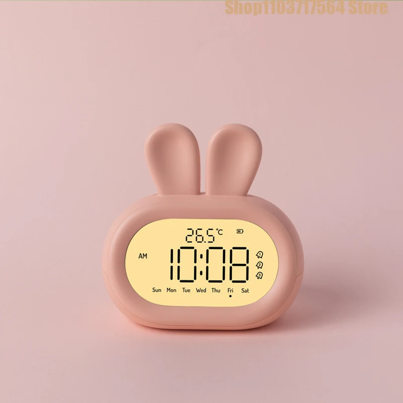 Rabbit alarm clock night light students bedside electronic cartoon children dual-use luminous light Rabbit Year gift