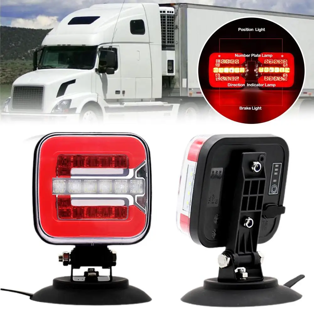 

12/24v Wireless Magnetic Trailer Tail Light Dynamic Led Tail Light Universal Rear Trailer Lights For Truck Lorry Bus