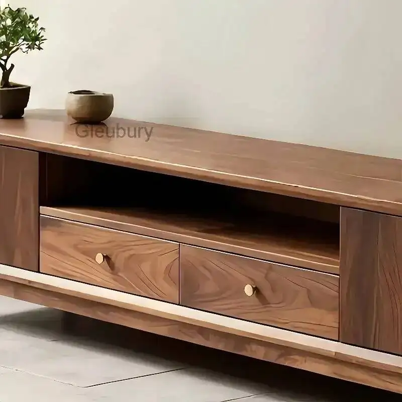 Mueble de TV de Madera Natural Clásico Único, Color Caqui, 200 cm de Largo, Mueble de TV Moderno para Sala de Estar, Mueble Televisor de Diseño
