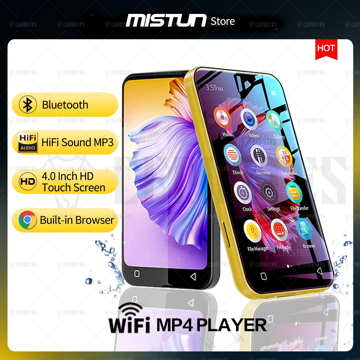 

WiFi Android MP4 MP3 player Bluetooth 4.0"Full Touch ISP Screen HiFi Sound Mp3 Music Player FM/Recorder/Browser/Support Max 512G